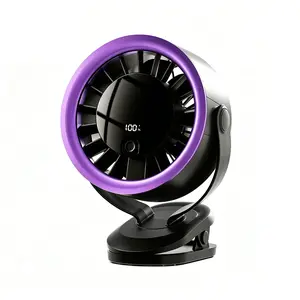 Rechargeable Portable Clip on Fan-100-Speed Touch Control, LED Display, 360 °   Rotate Quiet Turbo Desk Fan, Small Battery Operated USB Fan for Stroller Bed Travel Camping Golf Gym