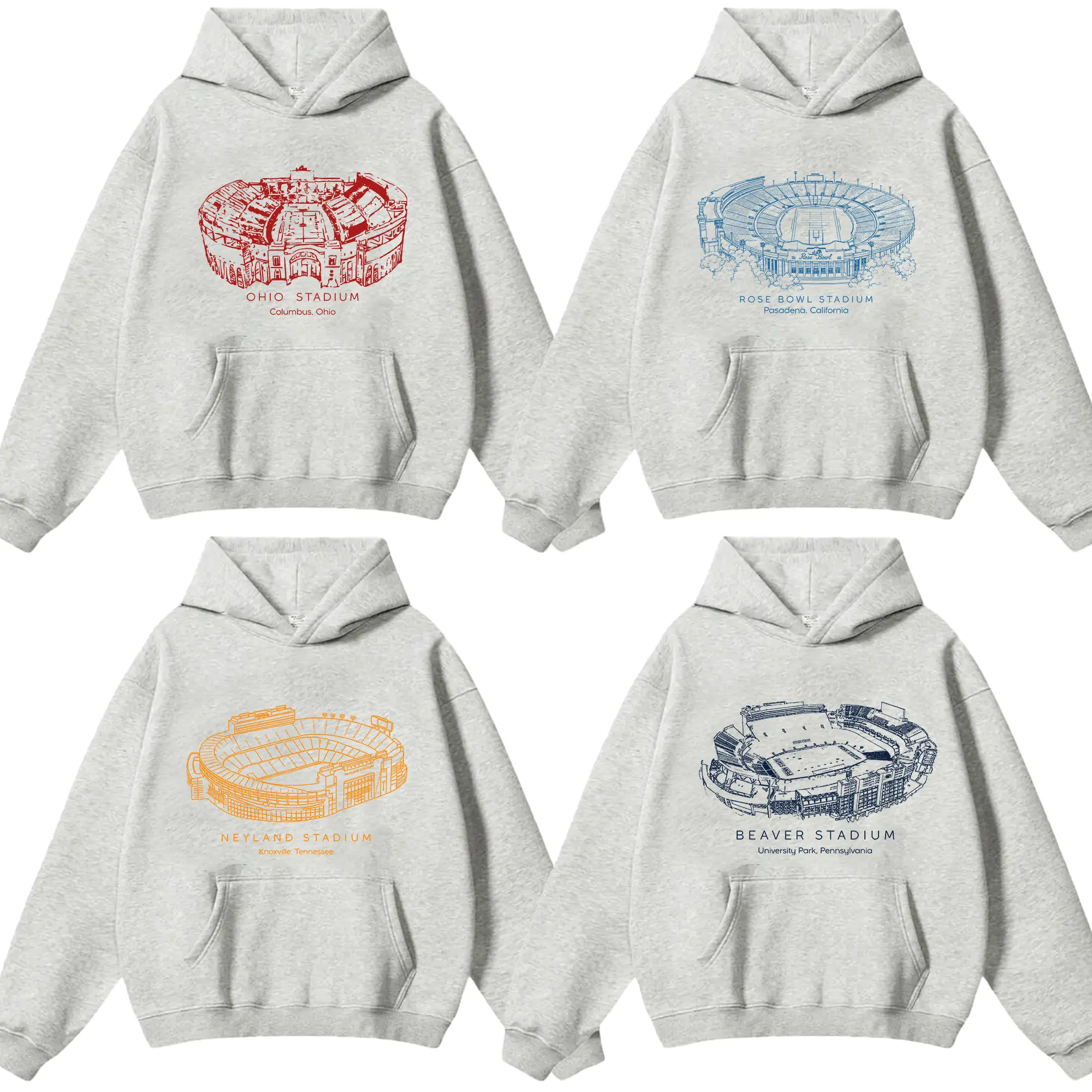 College Football Stadium Hoodie – Unisex Hooded Sweatshirt, Vintage Game Day Football Hoodie for Men and Women, Perfect Gift for Football Fans and Family
