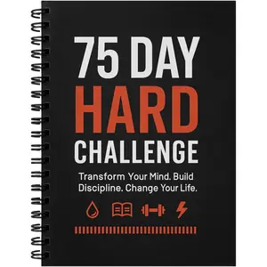 75 Day Hard Challenge Journal for Men Women with PVC Cover, Daily Weekly Monthly Planner & Wellness Trackers for Fitness, Habits & Self-Care