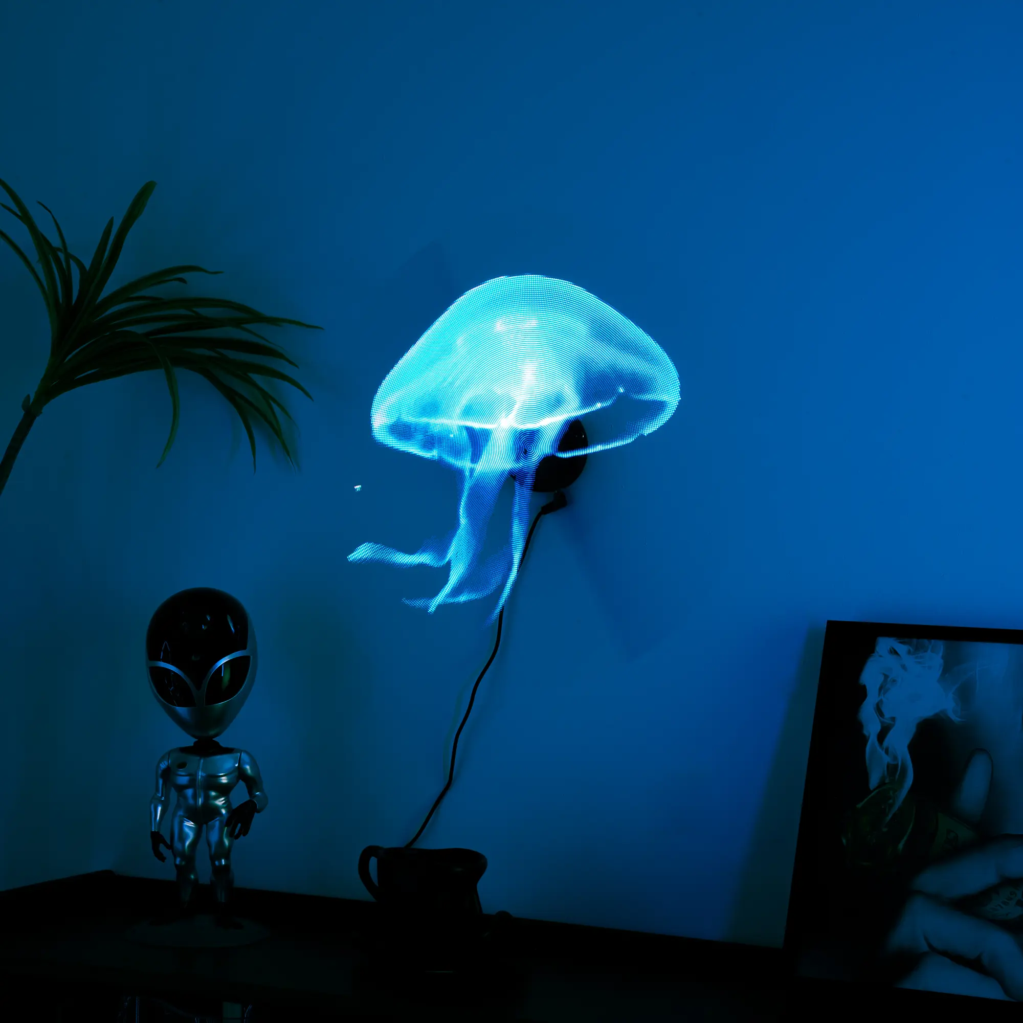 3D Hologram Fan, Wall DisplayLED Rotating Holographic Projector with Floating 3D Visual Effects for Bedroom, Gaming Room, Home Décor, or Creative Gift