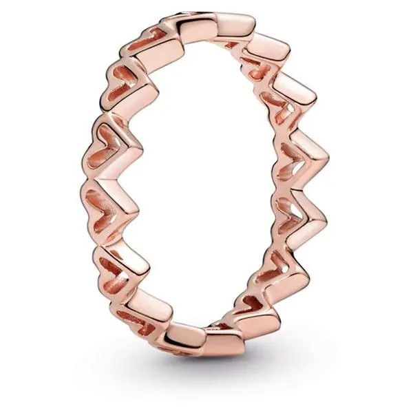 Pandora Freehand Hearts Silver Ring, 188696c00-50, Contemporary Love Symbol, Stacking and Flipping Design, 1 Size for Adults, One Size