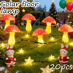 8/12/20 LED Solar Mushroom Lawn Lights, Christmas Halloween Garden Decor, 8 Lighting Modes, Water Resistant, Ideal for Pathway & Party Decoration, Outdoor Decoration Light