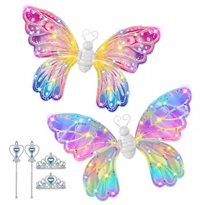 [New release] Glowing Butterfly Wings Pretend Play Dress-Up and Roleplay Toys, Angel Wings for Girls Ages 3–8, Fun Play, Fancy Toy for Kids Halloween, Christmas Birthdays Gift