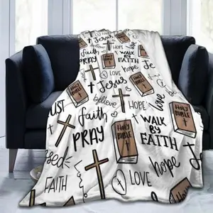 Super Soft Christian Bible Jesus Throw Blanket  Soft Funny Throw Blanket Cozy Lightweight Plush Portable Cover Blanket For Sofa,Warm Gift For Birthday,Christmas,Multiple Blankets