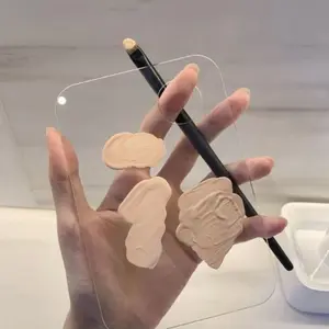 1pc Transparent Plastic Cosmetic Makeup Palette for Nail Art Eye Shadow Eyelash, Multifunctional DIY Paint Palette Tray for Beauty Cosmetic Makeup Tool, Cosmetics Makeup Tools