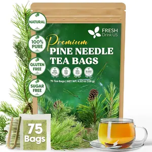 【FreshDrinkUS】 Pine Needle Tea Bags – 75 Tea Bags, Naturally Caffeine-Free, Refreshing Herbal Tea, Wild-Harvested Pine Leaves, Aromatic and Soothing – Non-GMO & Eco-Friendly Packaging