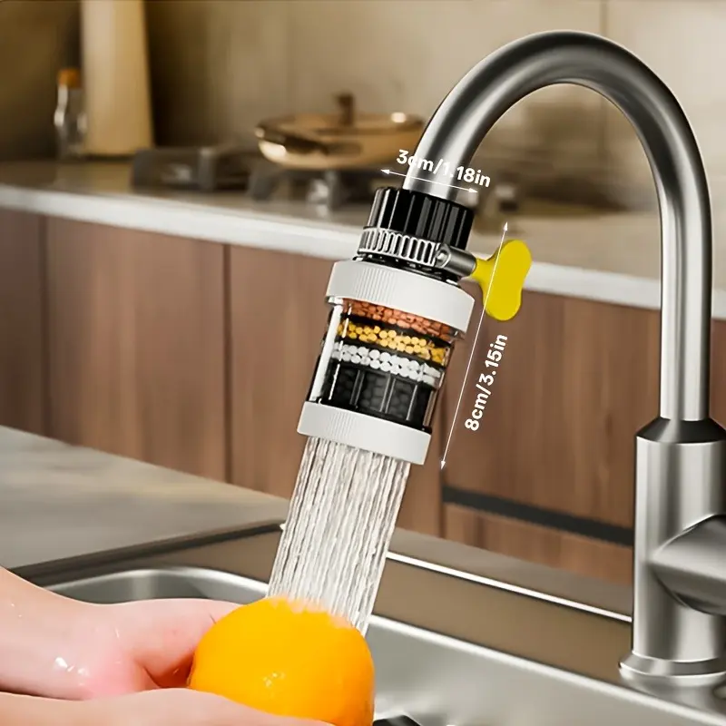 Splash-Proof Faucet Water Filter with Detachable Filters, Universal Sink Adapter for Most European & American Standard Faucets, Reduces Water Splashing, Water Filtration System, Kitchen Sinks