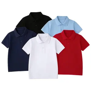 5 Pack Child Short Sleeve Stretch Polo Shirts School Uniforms Range Perfect for Daily Wear and Sports