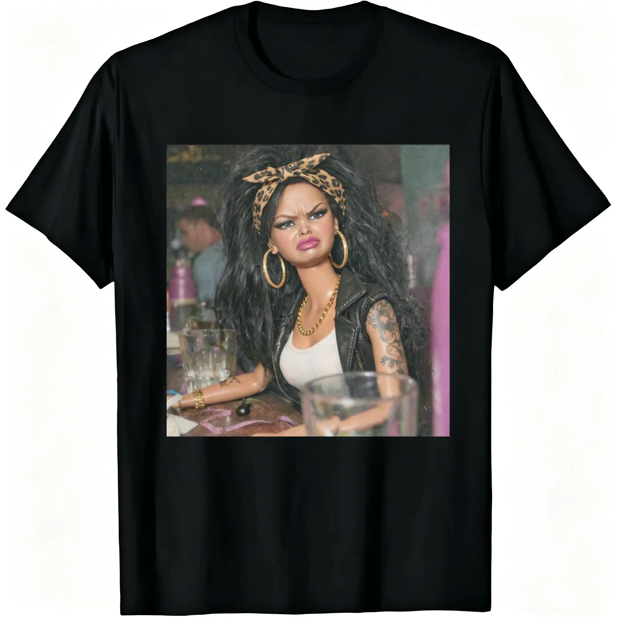Doll Face Graphic T-Shirt, 100% Cotton Unisex Party Top, Fitted Cut with Round Neck, Oeko-Tex Certified, S, M, Party Tee, Shortsleeve, Casual, Unisex Fit, Graphic Print