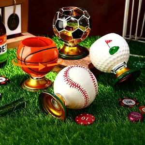Spinning Crystal Glass Cup with Hand-Painted Sports Designs Rotatable Stress Relief Drinking Cup 300ml for Game Day and Gifts