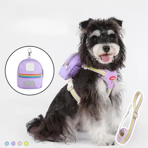 Trending Backpack-Style Dog Leash Rainbow Color - Convenient Outdoor Walking Chest Harness for Pets, Cute Pet Chest Harness, Wholesale