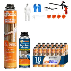 Closed Cell Spray Foam Insulation Kit,High Density Polyurethane Expanding Spray Foam for Walls and Attic,Easy DIY Wide Spray Foam Kit with Gun, Cleaner & Safety Gear（ 40 Sq.Ft.）