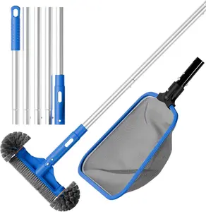 Sepetrel Deluxe Swimming Pool Cleaning Kit with Semi-Deep Skimmer Net, 12" Round Brush, 70.5" Adjustable Pole for Above Ground Pools, Ponds, Spas, Hot Tubs