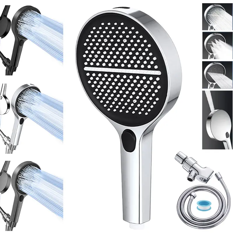 BOZIWA Shower Head Hose&Bracket,Shower Head Set With 1.5mHose,Bathroom Shower Equipment