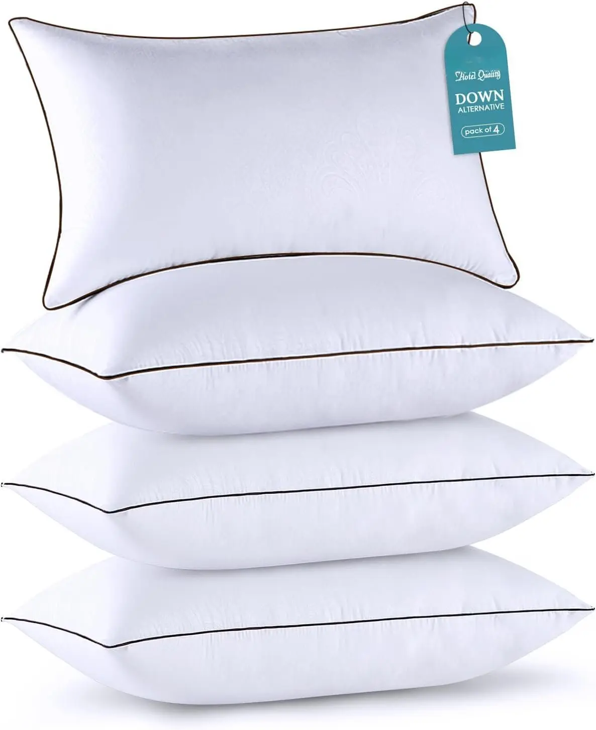 Pillows Standard Size Set of 4, Bed Pillows Set of 4, Down Alternative Luxury Hotel Pillows for Sleeping and for Side and  Sleepers