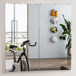 TETOTE Home Gym Mirror 48" x 24" x 2PCS Workout Mirror, Large Full Body Mirror for Fitness, Yoga, Dance, Wall Mounted Long Mirror for Garage, Dance Studio, Bedroom, Oversized Frameless Mirror, 2 PCS