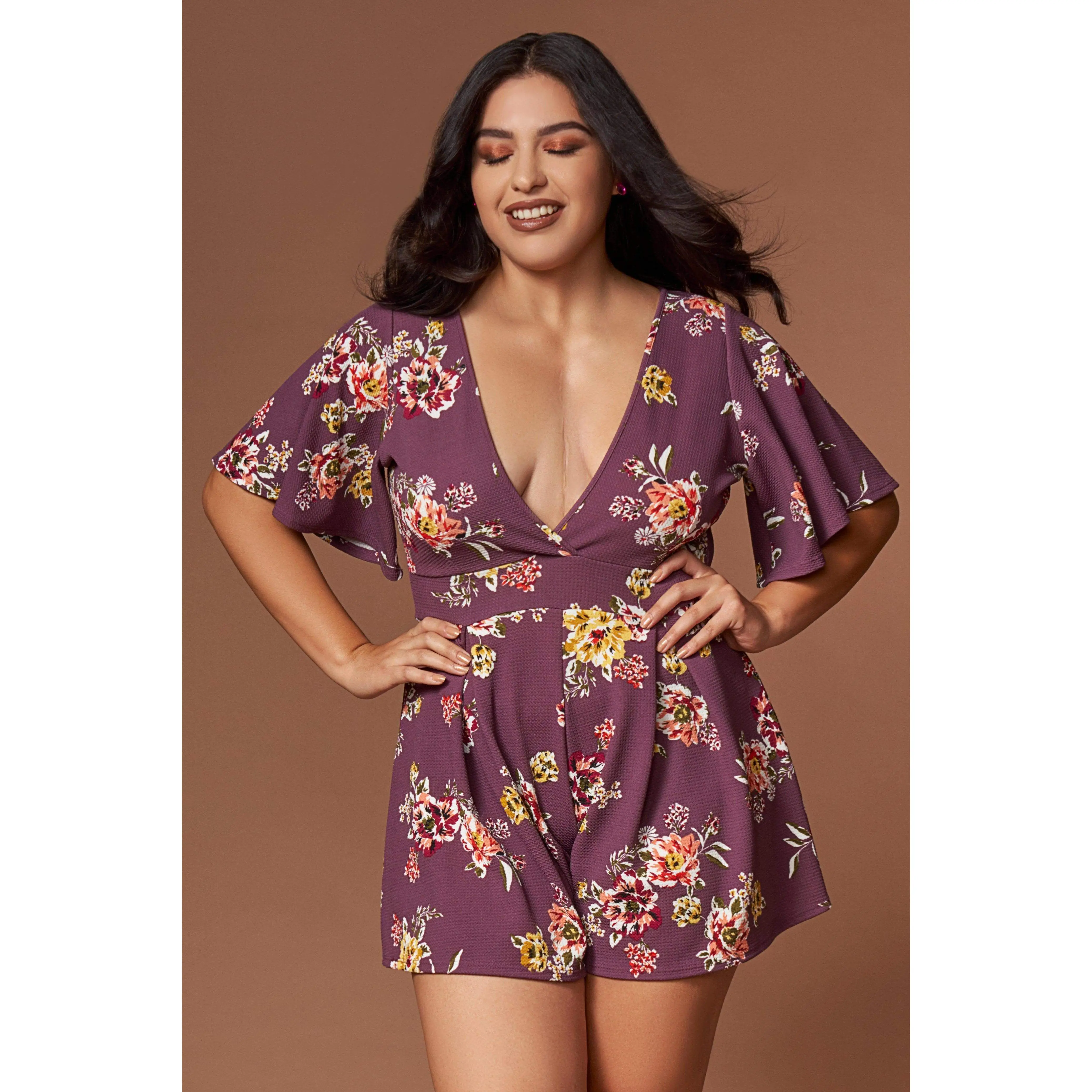 Ariel Mauve Purple Floral Print Romper