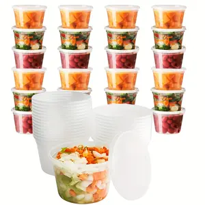 16 Oz Reusable Plastic Container With Lid Frozen Food Storage Container Sealed Bulk Round Food Storage Container Suitable For Storing Fruits And Vegetables For Storing Household Items