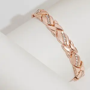 Elegant Multicolor Zircon Tennis Chain Bracelet Adjustable Shiny Crystal Rose Gold for Women on Party Wedding
