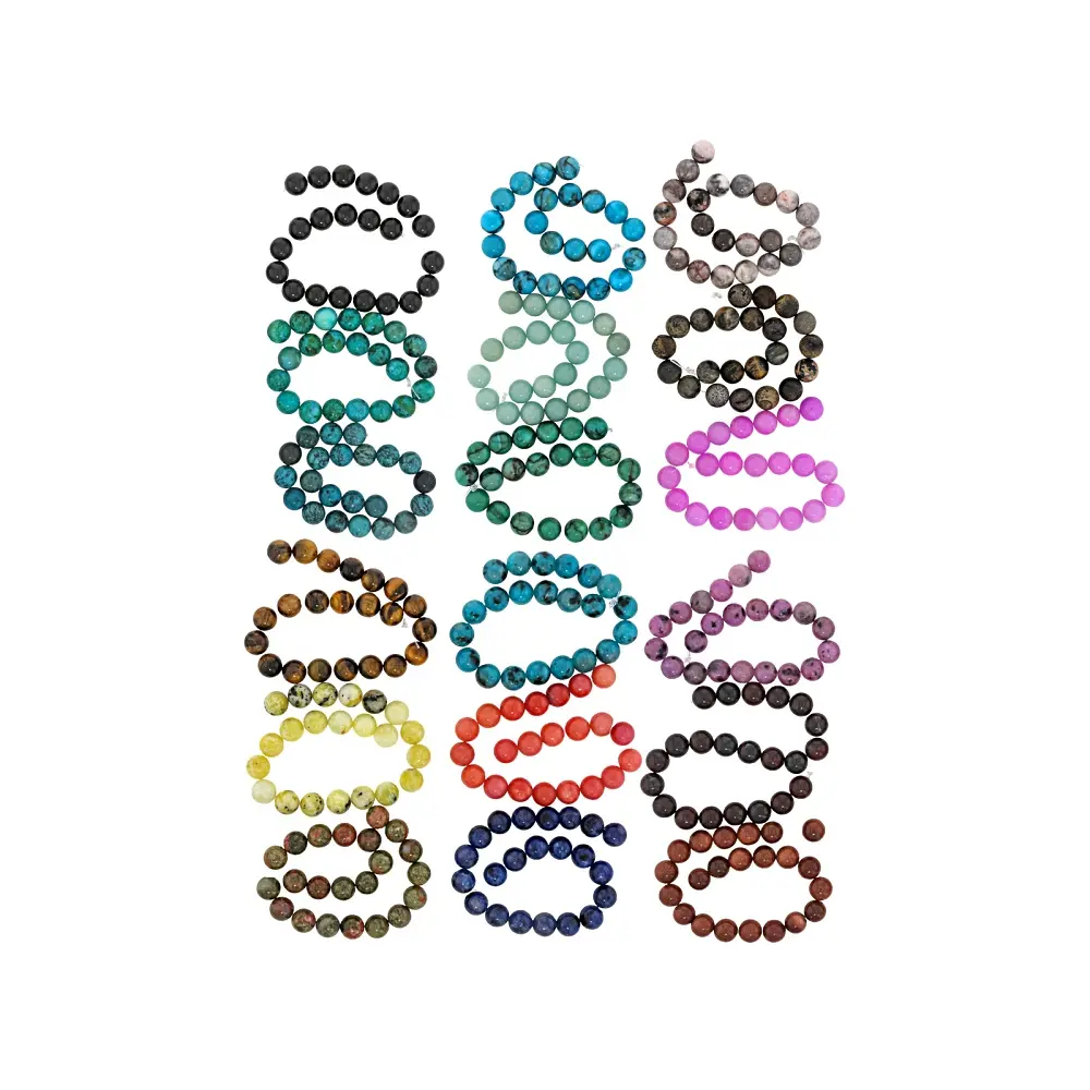 JTV Multi-Stone Round Bead Strand Set, 18-Piece for Crafting Beading & Jewelry Making Projects
