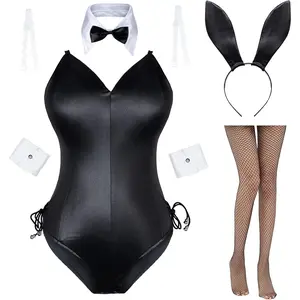Womens Bunny Costume Girl Suit Senpai Cosplay Anime Role Costume One Piece Bodysuit Stockings Set
