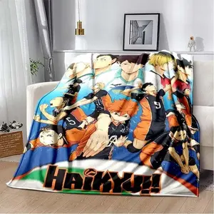 Anime Haikyuu Cartoon Volleyball Blanket  Super soft flannel blanket, an ideal gift for children Suitable For Use on Sofas, Beds, or For Travel, Gentle on The Skin, an Excellent Gift Multi-Purpose Holiday Blanket