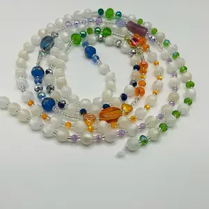 Color Change Waist Beads - Multicolored Bead Necklace with Various Shades of Beads and Accents