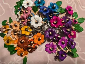 Baby Daisy leather flower key chain handbag charm