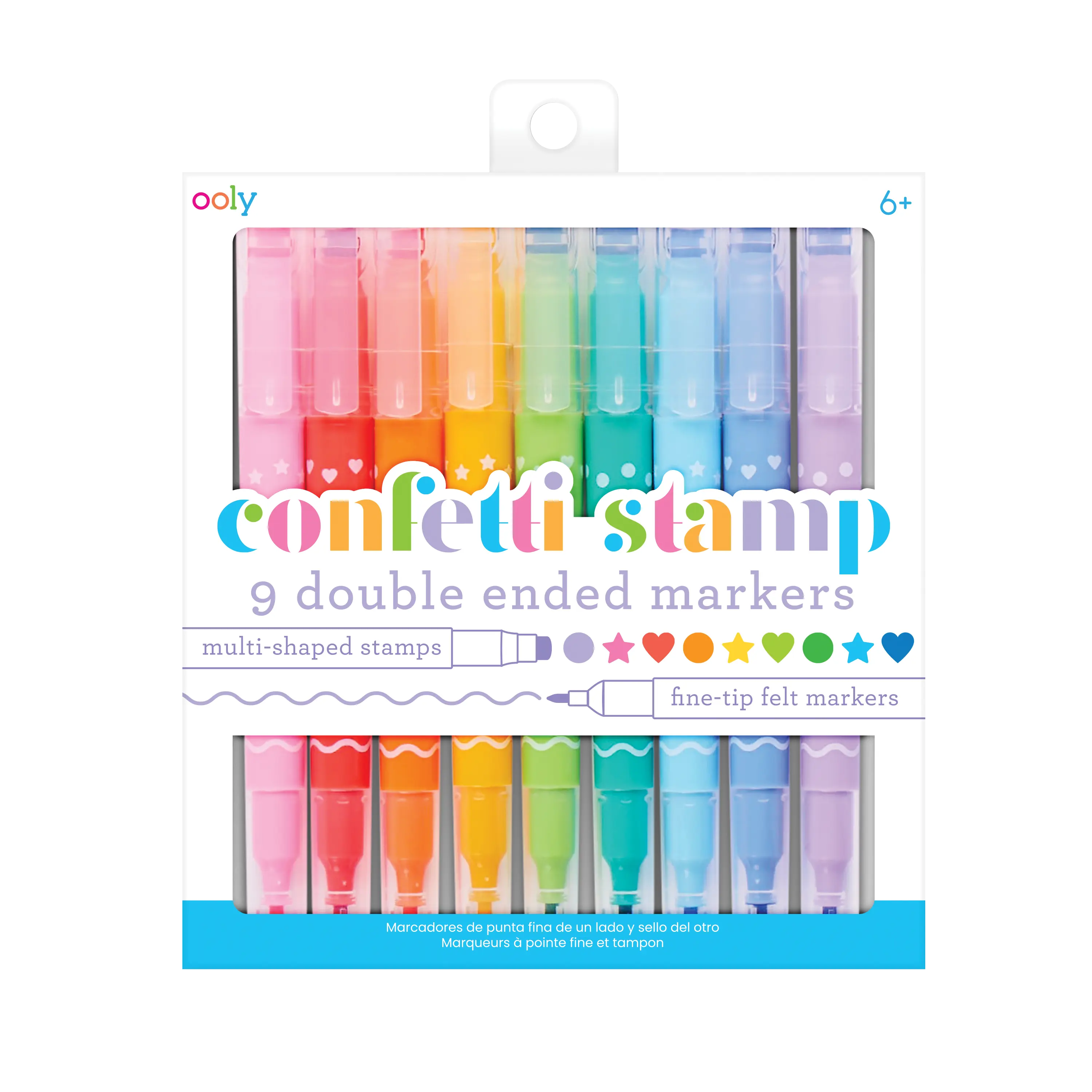 Confetti Stamp Double-Ended Markers - Stamp & Fine Tip - Set of 9 Confetti Stamp Double-Ended Markers - Stamp & Fine Tip - Set of 9