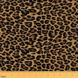 Leopard Print Fabric by The Yard,Safari Animal Print Upholstery Fabric for Chairs,Cheetah Theme Decorative Waterproof Outdoor Fabric,Brown Black