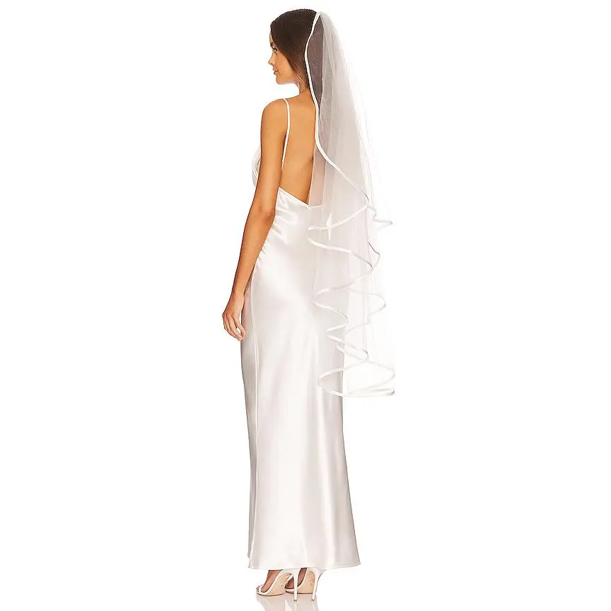 Ofrenda Studio Boline Satin Trim Veil in Ivory