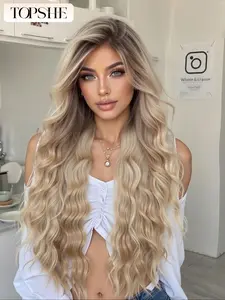 13*6 Ombre Lace Frontal Wig, Ombre Long Wavy Hair, High Temperature Resistant Synthetic Hair for Festivals & Daily Wear, Perfect for Halloween & Valentine's Day, Glueless Wigs, Glueless Synthetic Wig