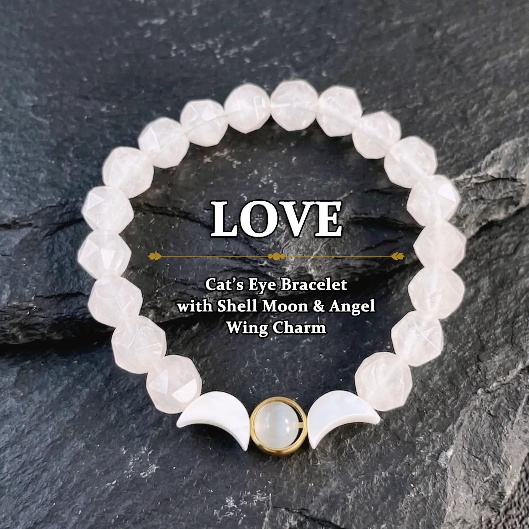Rose Quartz Faceted Bracelet with White Moon Stones & Cat’s Eye Accent, 14K Gold-Plated Crystal Bracelet, Thoughtful Gift for Mom, Nurse, Teacher