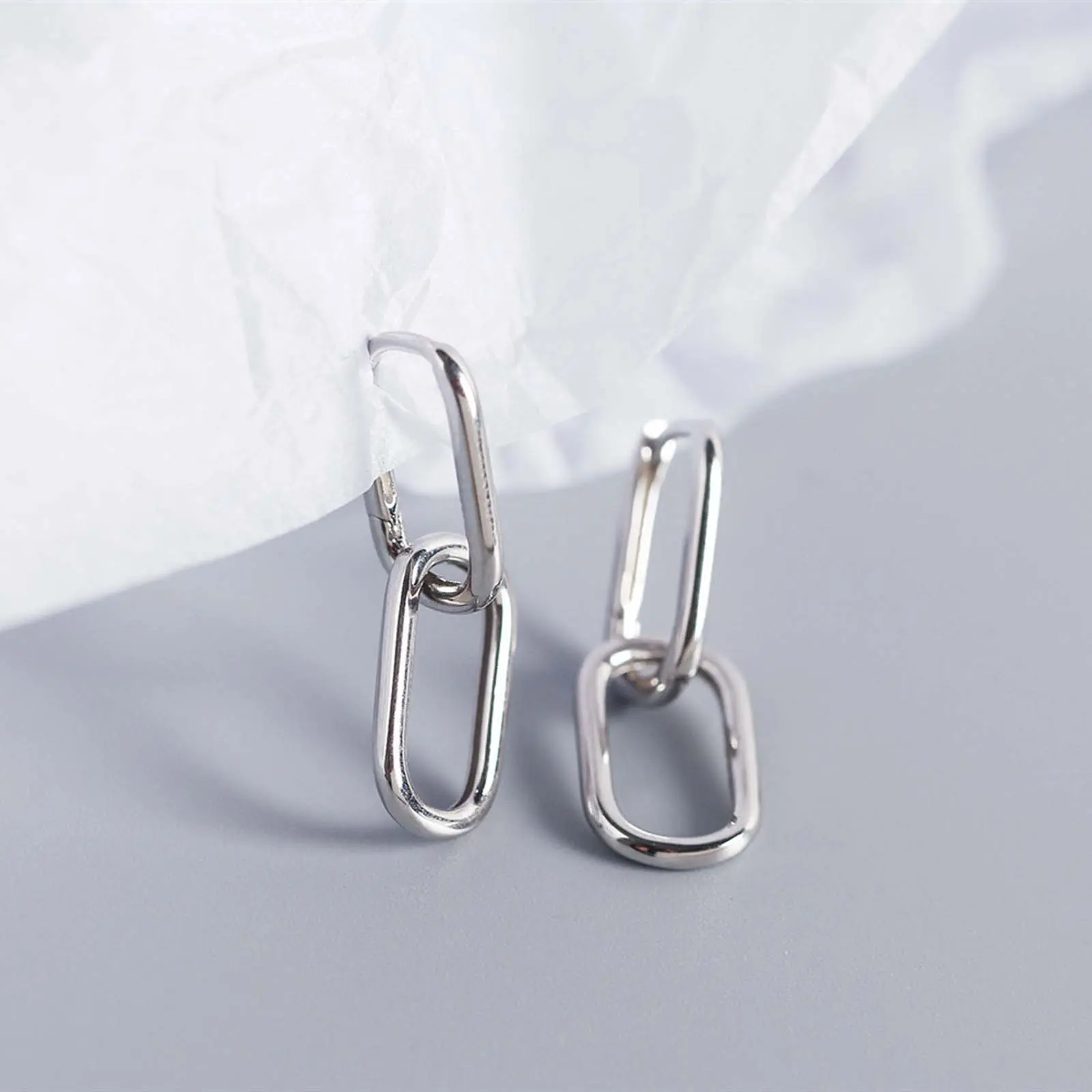 Women's Modern Oval Artificial Gemstone Earrings - Geometric Double-Ring Design, Lightweight Multi-Color Artificial Gems Jewelry for Daily Wear, Playful Look