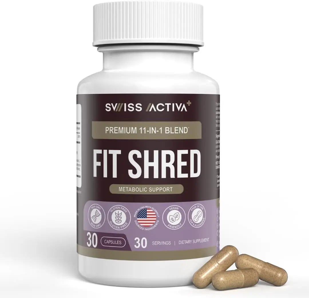 Swiss Activa+ Fit Shred | 11-in-1 Weight Management Herbal Supplement for Energy, Digestive Support & Daily Wellness | Metabolism Booster | Non-GMO, Veg, Natural Ingredients | 30-Day Supply  Fitness Healthy Dietary Edible Healthcare