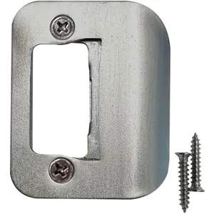 Universal Alloy Steel Door Strike Plate with Screws 2-1/4" by 1-3/4" Universal Latch Restorer Lock Hardware Replacement for Interior and Exterior Doors, Satin Nickel 1-Pack