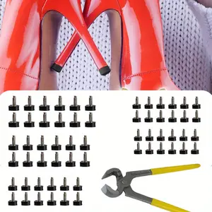 30 Pairs Women's High Heel Shoes Replacement Tips Pin (5 Different Sizes, 2 Different Pins Diamete) with 6" Heel Pliers for Repairing Shoes