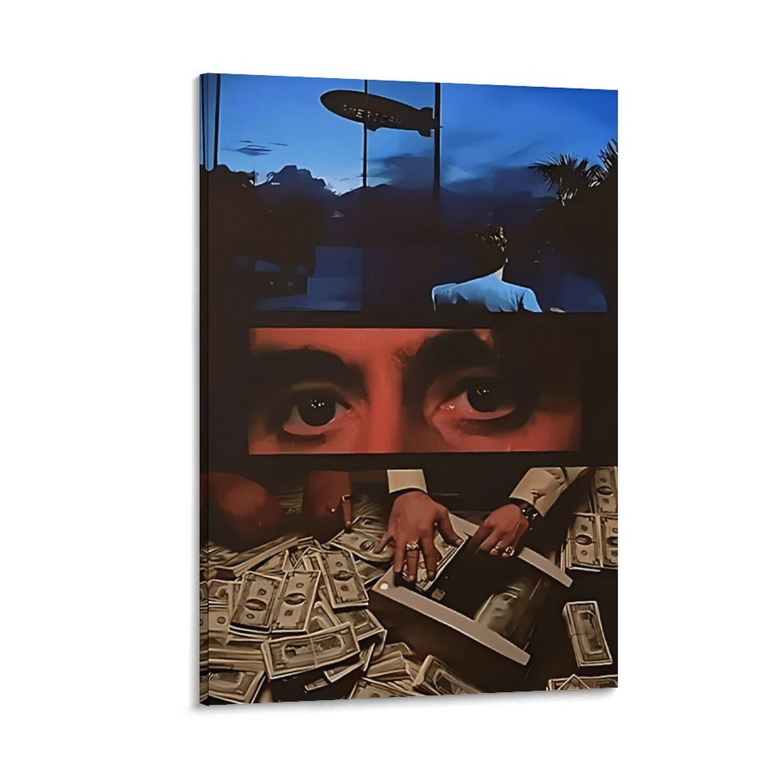 1PC Framed Painting Scarface Canvas Print Poster Classic Gangster Movie Art Mural Decoration Unique Creative Wall Art Decoration for Living Room, Bedroom, Office, Dining Room, Artwork, Perfect Gift and Decoration, Ornaments, Decor, Decoration