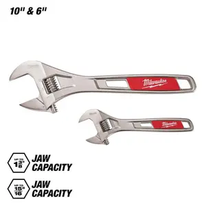 6 in. and 10 in. 2-Piece Adjustable Wrench Set