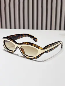 Unisex Fashionable Leopard Print Cat Eye Frame Sunglasses, Summer Trendy Casual Sunglasses for Everyday Use, Fashion Accessories for Outdoor Activities, Leopard Pattern Sunglasses
