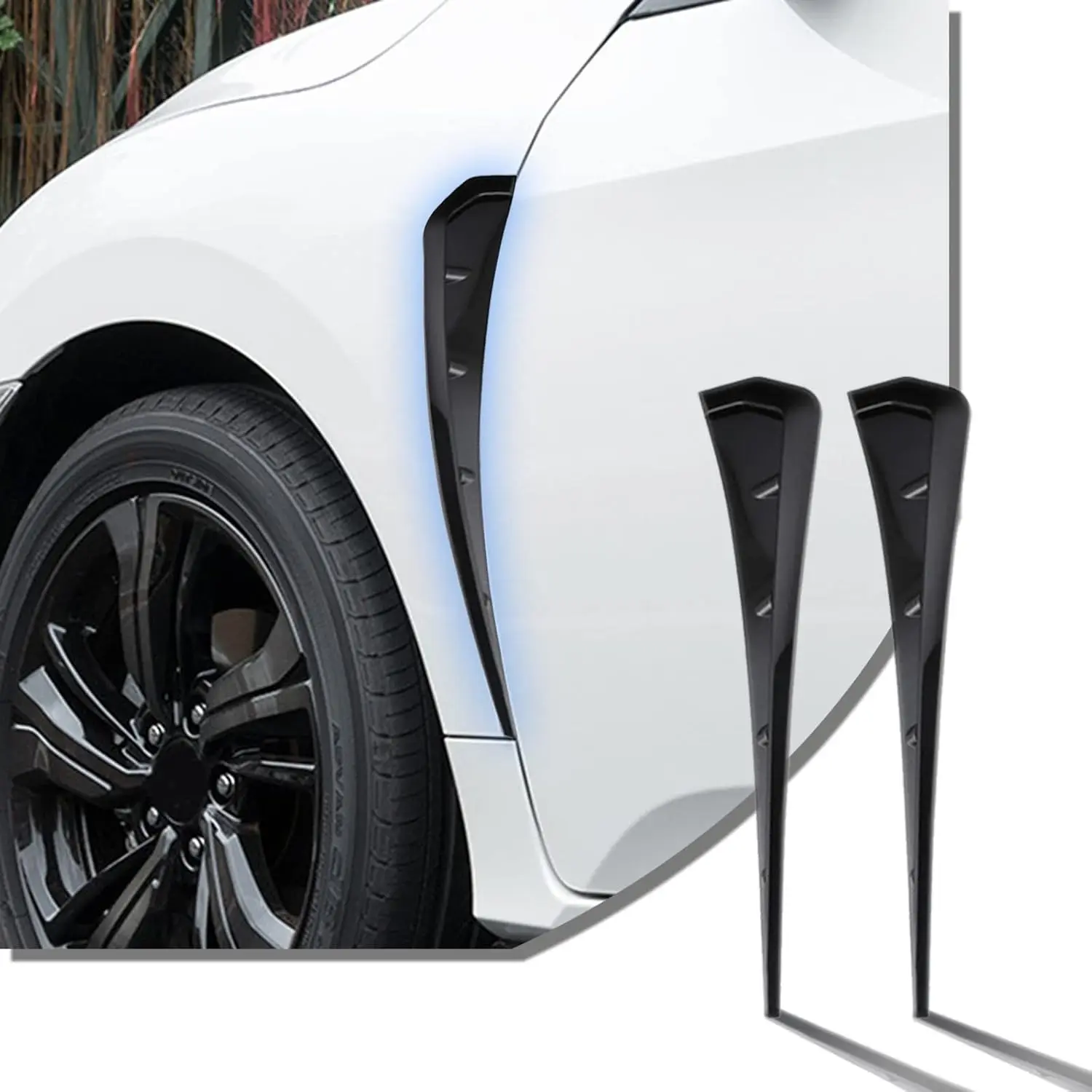 2 PCS Universal Black ABS Carbon Fiber Plastic Car Fender Side Vents - Decorative Stickers with Air Flow Intake Hole Grille, Auto Exterior Accessories for Aesthetic Appeal, Manufacturer Warranty, Manufacturer Warrenty