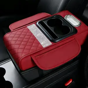 Multifunctional Car Center Console Armrest Box - Soft Leather Top, Integrated Cup Holder, LED Tutu Light for Cars Accessories, Auto Accessories