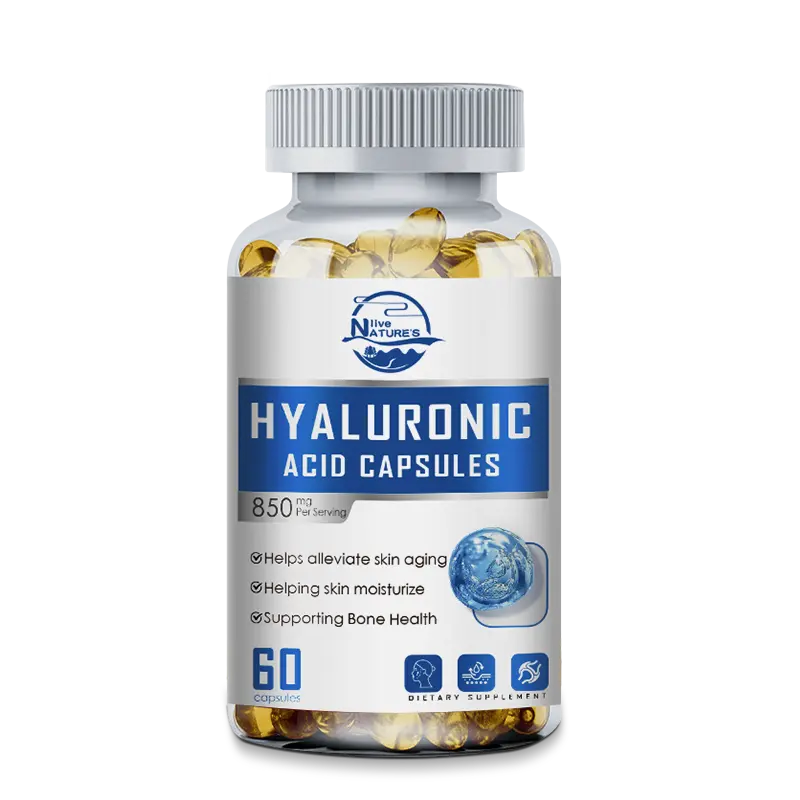 Hyaluronic Acid Vitamins Supplements, 60 Capsules with 30mg Vitamin C, 120mg Turmeric Root Curcumin - Anti Aging, Joint Care, Gluten Free, NON-GMO Dietary Supplement, Anti Aging Supplement