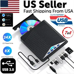 External CD DVD Drive for PC Laptop Windows 11 10 USB 3.0 Burner Reader Writer