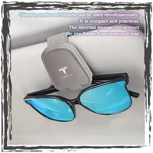 Hot-selling car accessories Magnetic leather sunglasses clip Car sun visor suitable for Tesla Model 3, Model X, Model S 2016-2023, Model Y Film TM3 TMX TMS