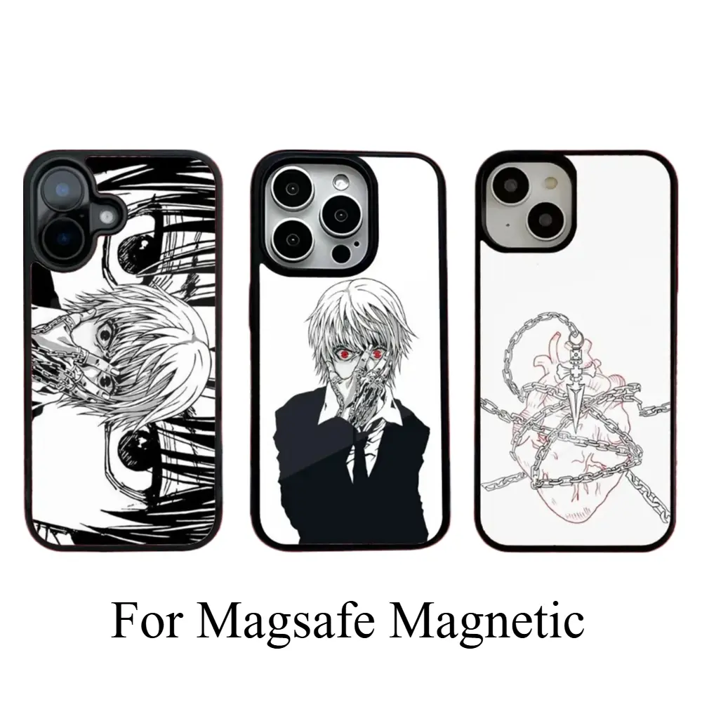 Kurapika H-Hunterpedia Magsafe Phone Cases For iPhone 17 Promax Pro Air 16 Plus 15 14 13 12 Magnetic Wireless Charging Black Shockproof Protective Cover