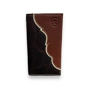 Men's Ariat Rodeo Wallet/Checkbook Cover - Vertical Two Tone Leather Logo
