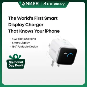 #SummerVibes Anker Smart Display Charger, Anker Nano 45W Fast Charging USBC Charger with Smart Recognition, Built-In Care Mode, Compact with 180° Foldable Plug, for iPhone 17/16/15 Series, MacBook, Apple Watch summervibes