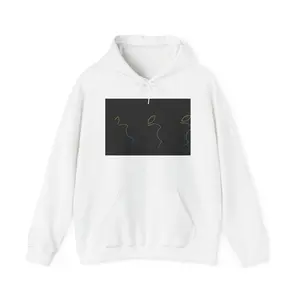 Men's Abstract Neon Line Hoodie - Minimalist Colorful Outline Design, Men's Tops Sweatshirt with Kangaroo Pocket, Premium Fabric for Jeans Pairing