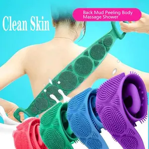 1pcs Fashion Silicone Bath Body Brush - Double-sided Exfoliating Long Back Scrubber, Silicone Mesh Bath & Body Care Accessory for Selfcare,summervibes